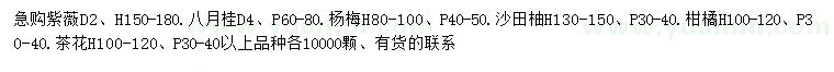 求購紫薇、八月桂、楊梅等