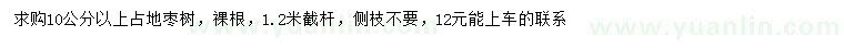 求購10公分以上占地棗樹
