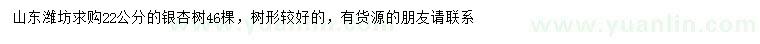 求購22公分銀杏