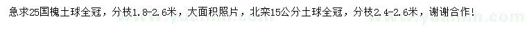 求購25公分國槐