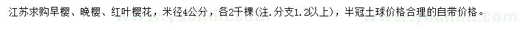 求購早櫻、晚櫻、紅葉櫻花