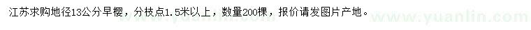 求購地徑13公分早櫻