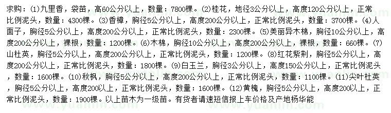 求購(gòu)九里香、桂花、香樟等