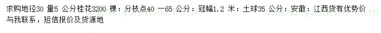 求購地徑30量5公分桂花