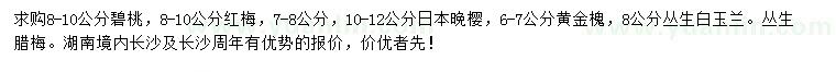 求購碧桃、紅梅、日本晚櫻等