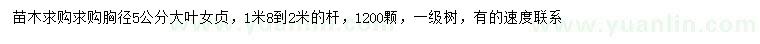 求購胸徑5公分大葉女貞