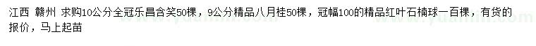 求購(gòu)樂昌含笑、八月桂、紅葉石楠球