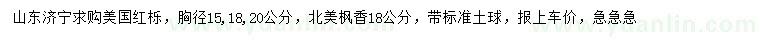 求購胸徑15、18、20公分美國(guó)紅櫟、18公分北美楓香