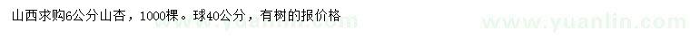 求購6公分山杏