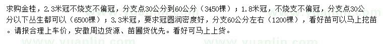 求購冠幅1.8、2.3、3.3米金桂