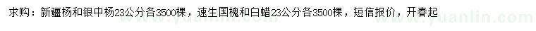 求購新疆楊、銀中楊、速生國槐等