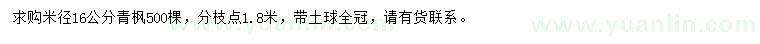 求購(gòu)米徑16公分青楓