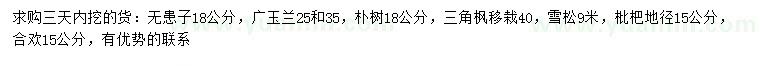 求購無患子、廣玉蘭、樸樹等