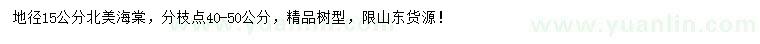 求購(gòu)地徑15公分北美海棠
