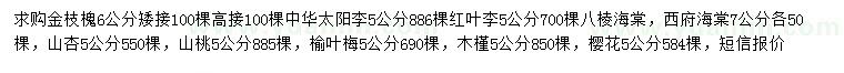 求購金枝槐、太陽李、紅葉李等