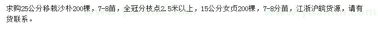 求購(gòu)25公分沙樸、15公分女貞