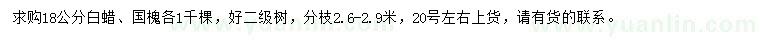 求購(gòu)18公分白蠟、國(guó)槐