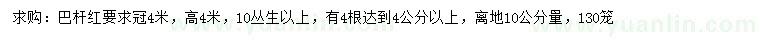 求購離地10公分量巴桿紅