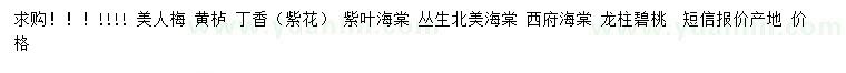 求購(gòu)美人梅、黃櫨、丁香等