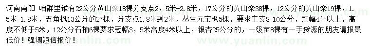 求購黃山欒、五角楓、叢生元寶楓等