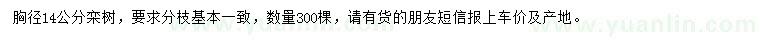求購胸徑14公分欒樹