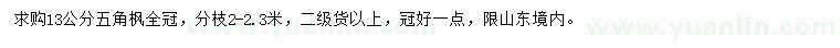 求購13公分五角楓