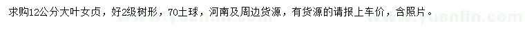求購(gòu)12公分大葉女貞