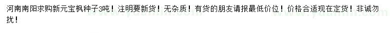 求購新元寶楓種子