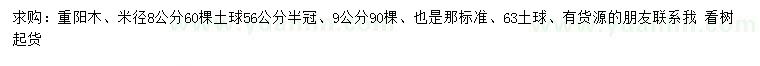 求購(gòu)米徑8、9公分重陽(yáng)木