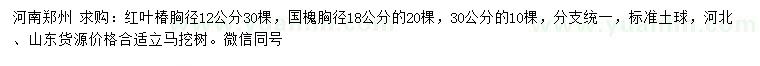 求購胸徑12公分紅葉椿、18公分國槐