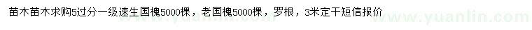 求購5公分速生國槐、老國槐