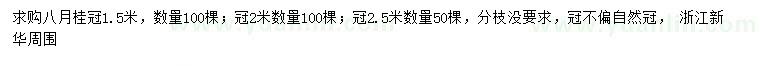 求購(gòu)冠幅1.5、2.5米八月桂