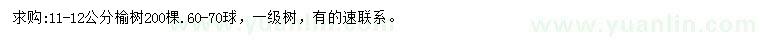 求購11-12公分榆樹