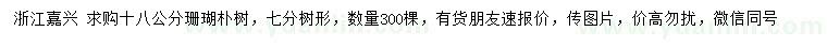 求購18公分珊瑚樸樹