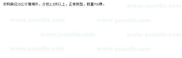 求購胸徑15公分珊瑚樸