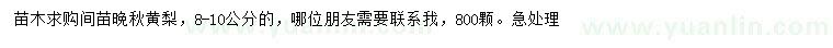 求購8-10公分晚秋黃梨