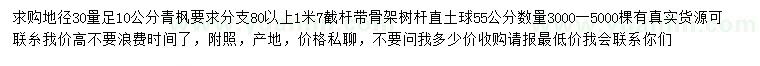 求購(gòu)地徑30量足10公分青楓