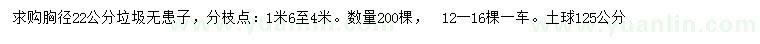 求購(gòu)胸徑22公分垃圾無(wú)患子