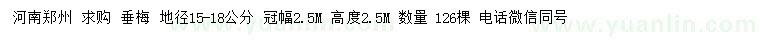 求購(gòu)地徑15-18公分垂梅