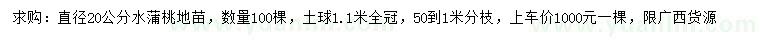 求購直徑20公分水蒲桃地苗