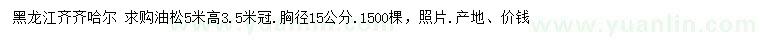 求購胸徑15公分油松