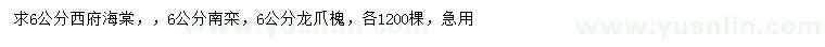 求購西府海棠、南欒、龍爪槐
