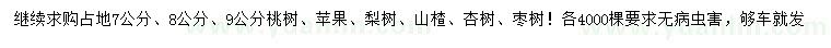求購桃樹、蘋果、梨樹等