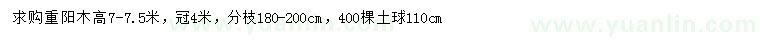 求購高7-7.5米重陽木