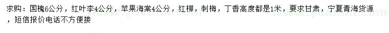 求購(gòu)國(guó)槐、紅葉李、蘋(píng)果海棠等