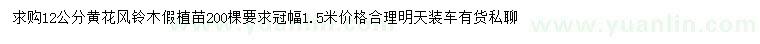 求購12公分黃花風(fēng)鈴木假植苗