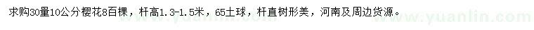 求購30量10公分櫻花
