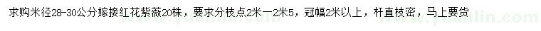 求購米徑28-30公分嫁接紅花紫薇