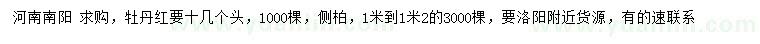 求購牡丹紅、1-1.2米側(cè)柏