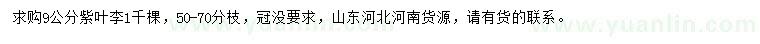 求購(gòu)9公分紫葉李
